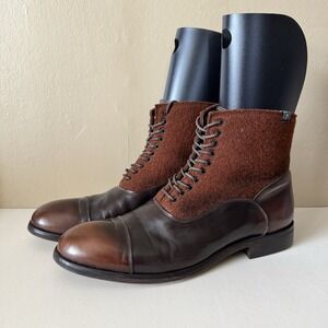 7 For All Mankind Men's Brown Leather Boots Sz 9.5 Made In Italy Quiet Luxury
